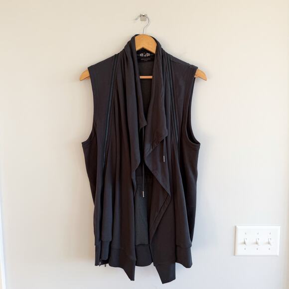 All Saints Jackets & Blazers - AllSaints Fera Sleeveless Waterfall Open Front Sweatshirt Vest Black L
